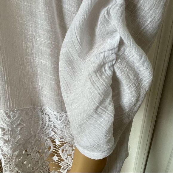 Unique Spectrum 3/4 Sleeve Blouse Sheer With Lace Bottom Hem Size X-Large - Picture 6 of 13